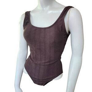 Catalina Brown Ribbed One-Piece Swimsuit (M)